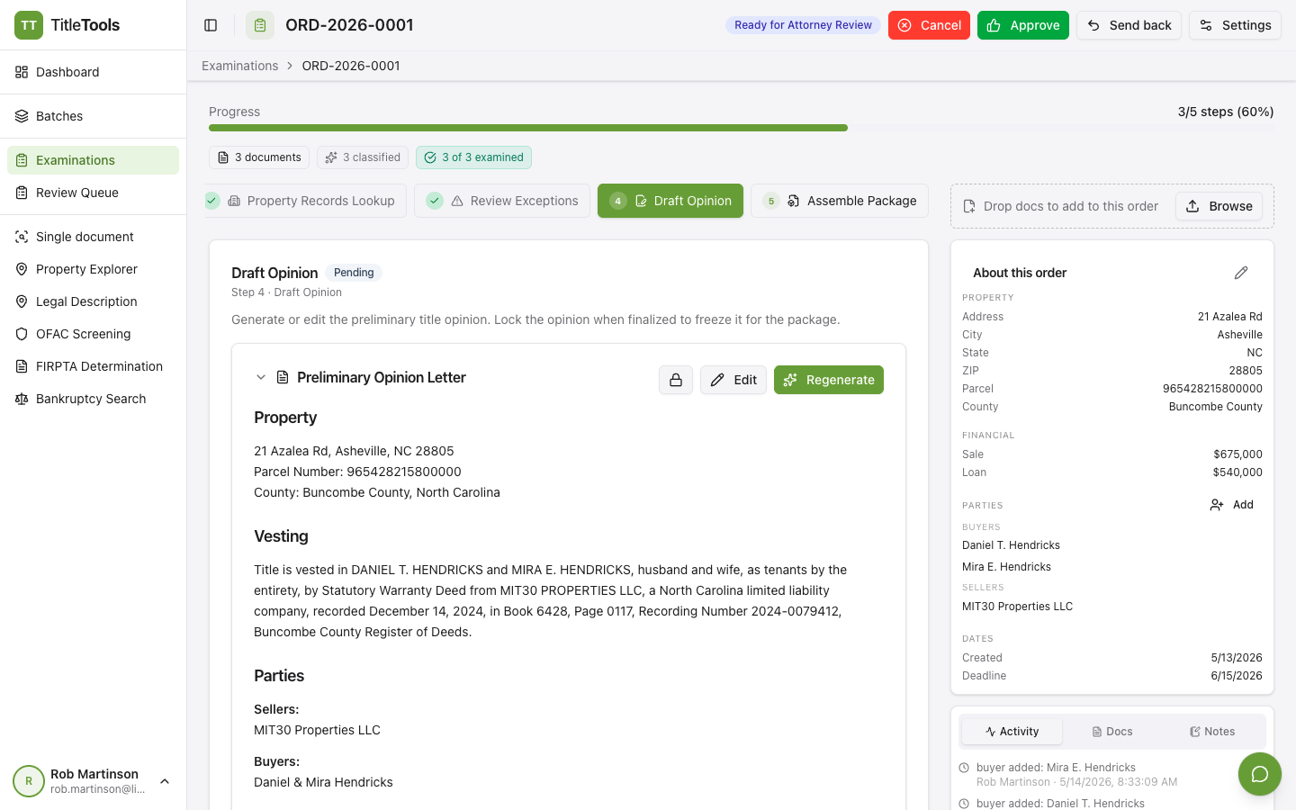 TitleTools: Step 4: Draft Opinion